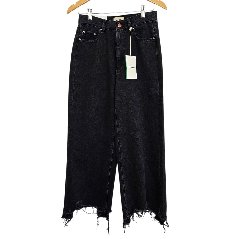 DL1961 Hepburn NWT Wide Leg High-Rise Ankle Jeans Frayed Hem Sz 25 Grunge Casual